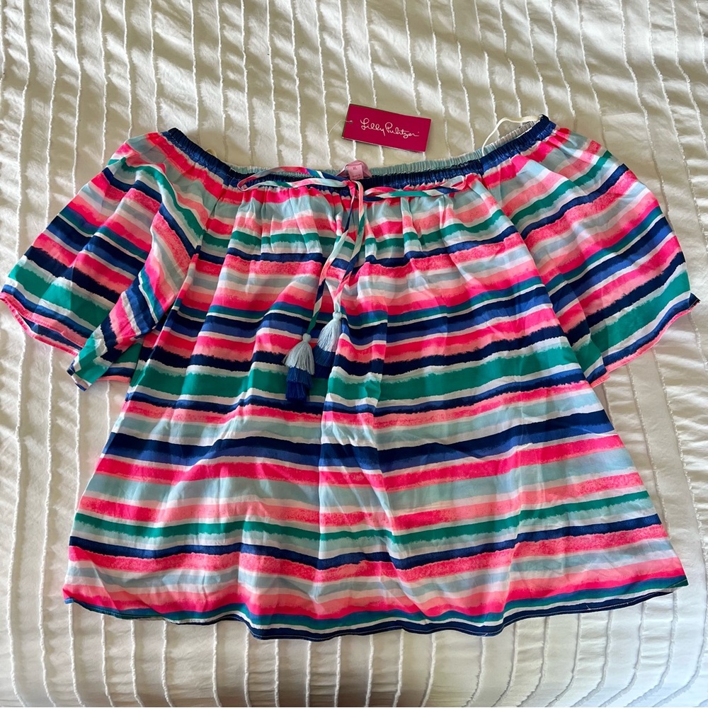 Lilly Pulitzer Sandy Shell Stripe Blouse - XL